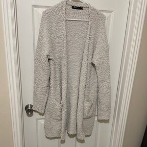 Gray Cardigan Sweater Soft Knit Classic